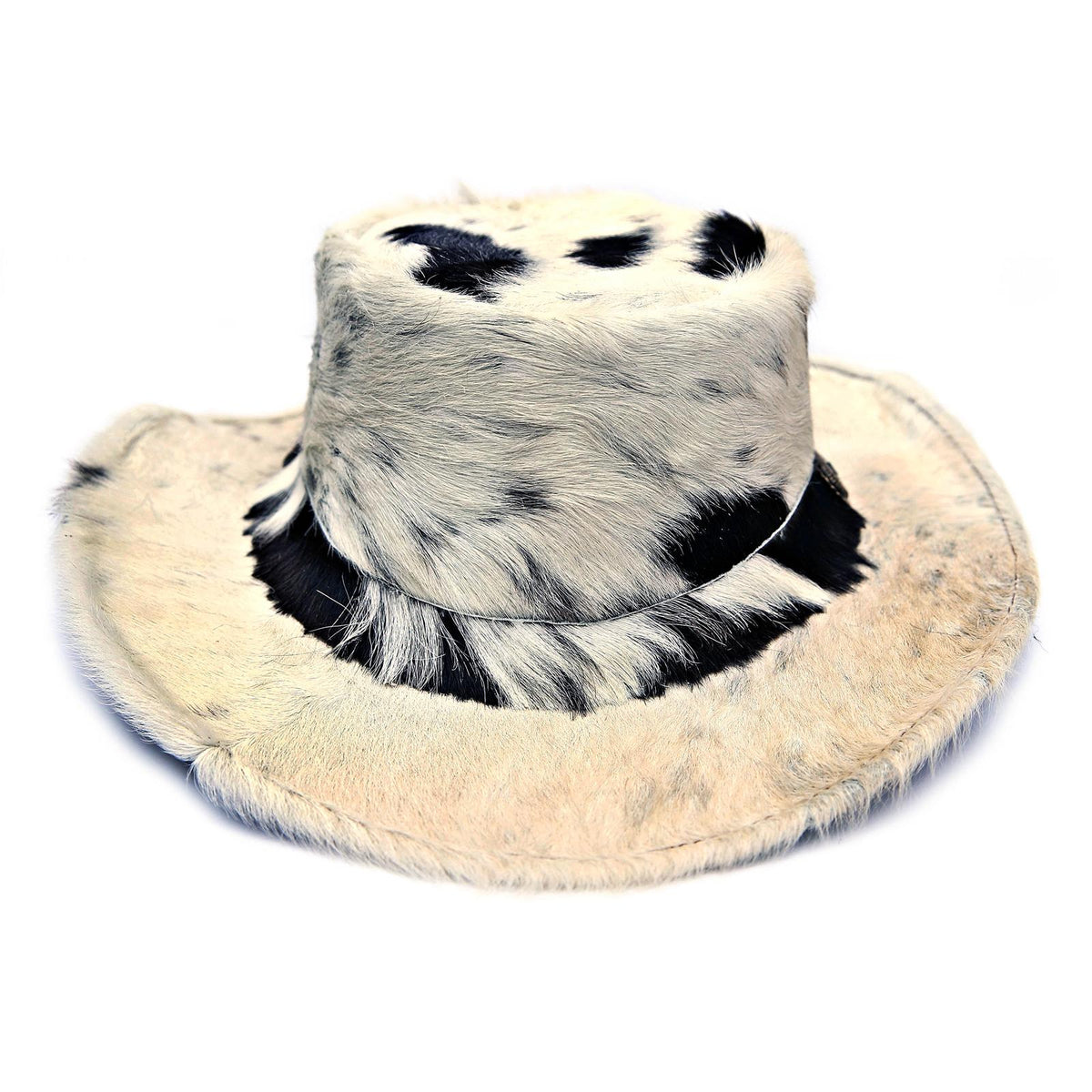 Black and White Cowhide Leather Western Cowboy Hat