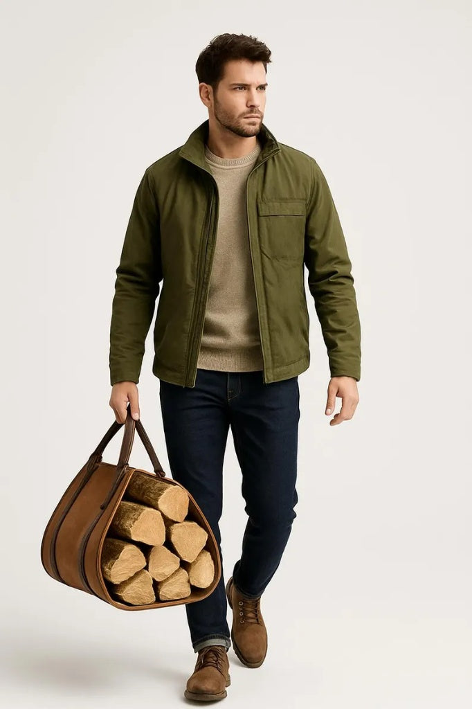 Handmade Leather Firewood Carrier & Log Basket Holder