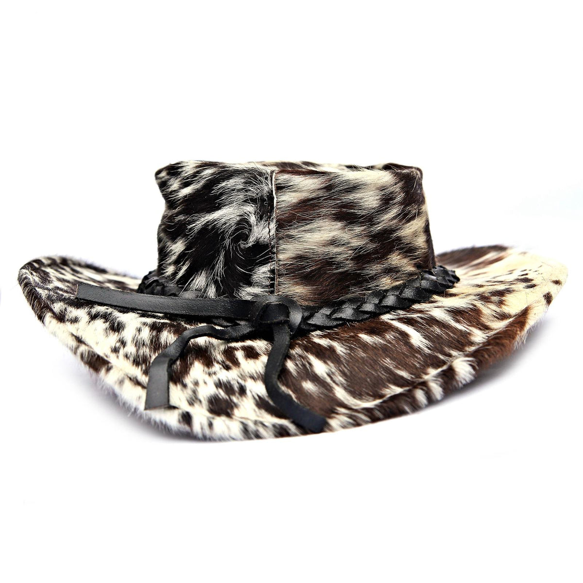 Genuine Cowhide Leather Cowboy Hat with Braided Band