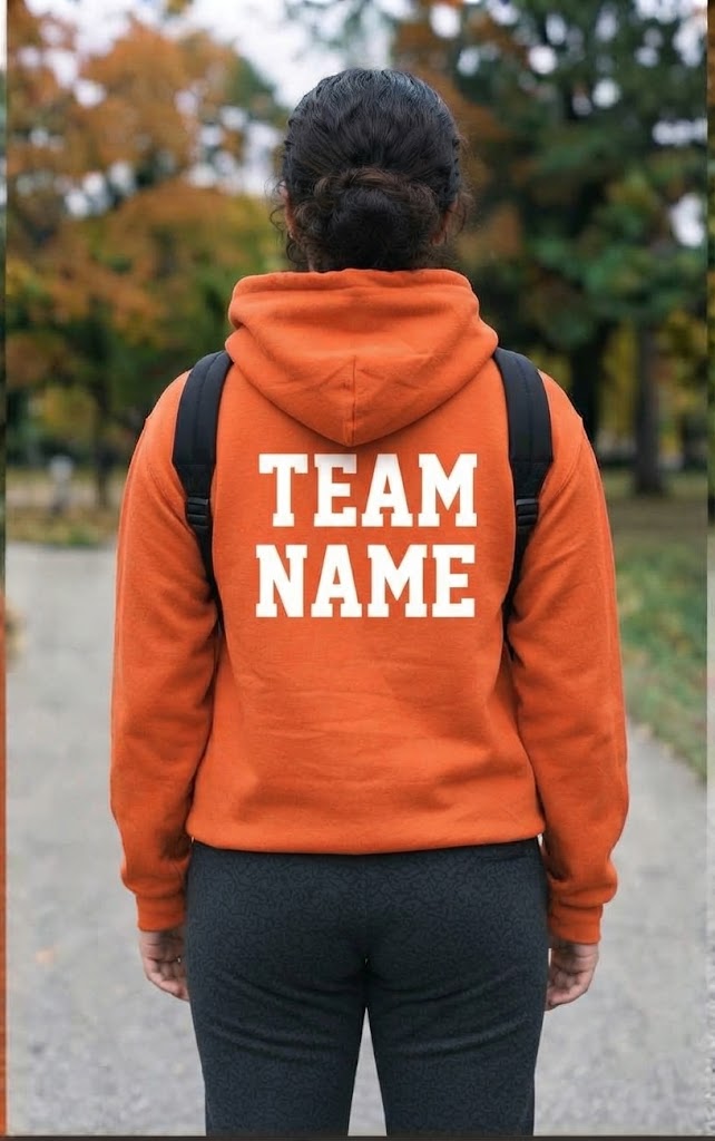 PACKPERS Orange Pullover Hoodie with Back Mountain Label