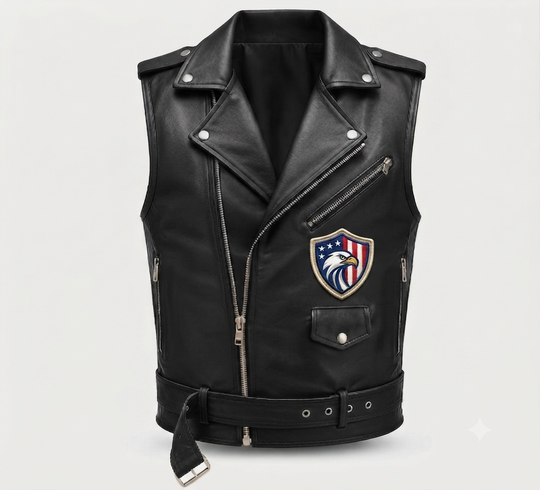 1XPRESSIONS Premium Patriotic Eagle Leather Motorcycle Vest