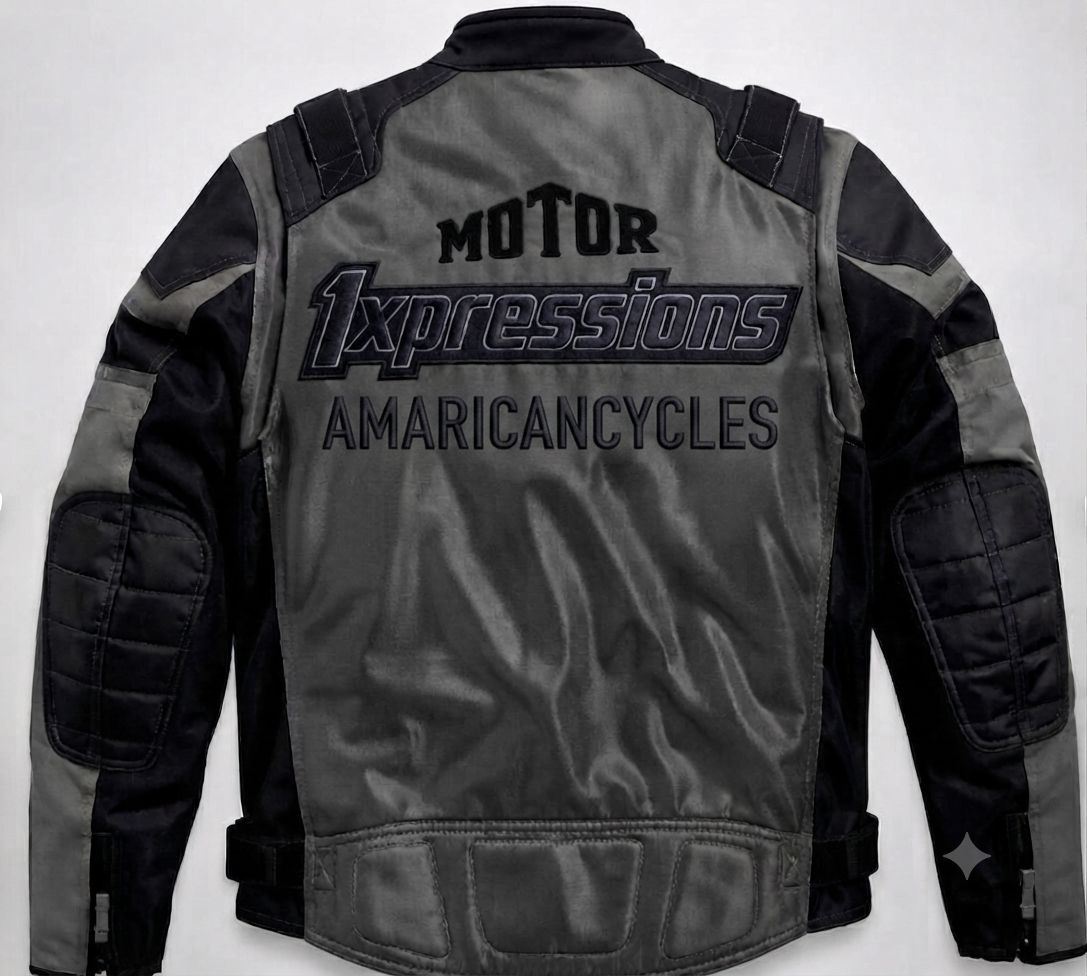 1xpressions "American Rider" Men's Motorcycle Jacket - Distressed Gray & Black Biker Jacket