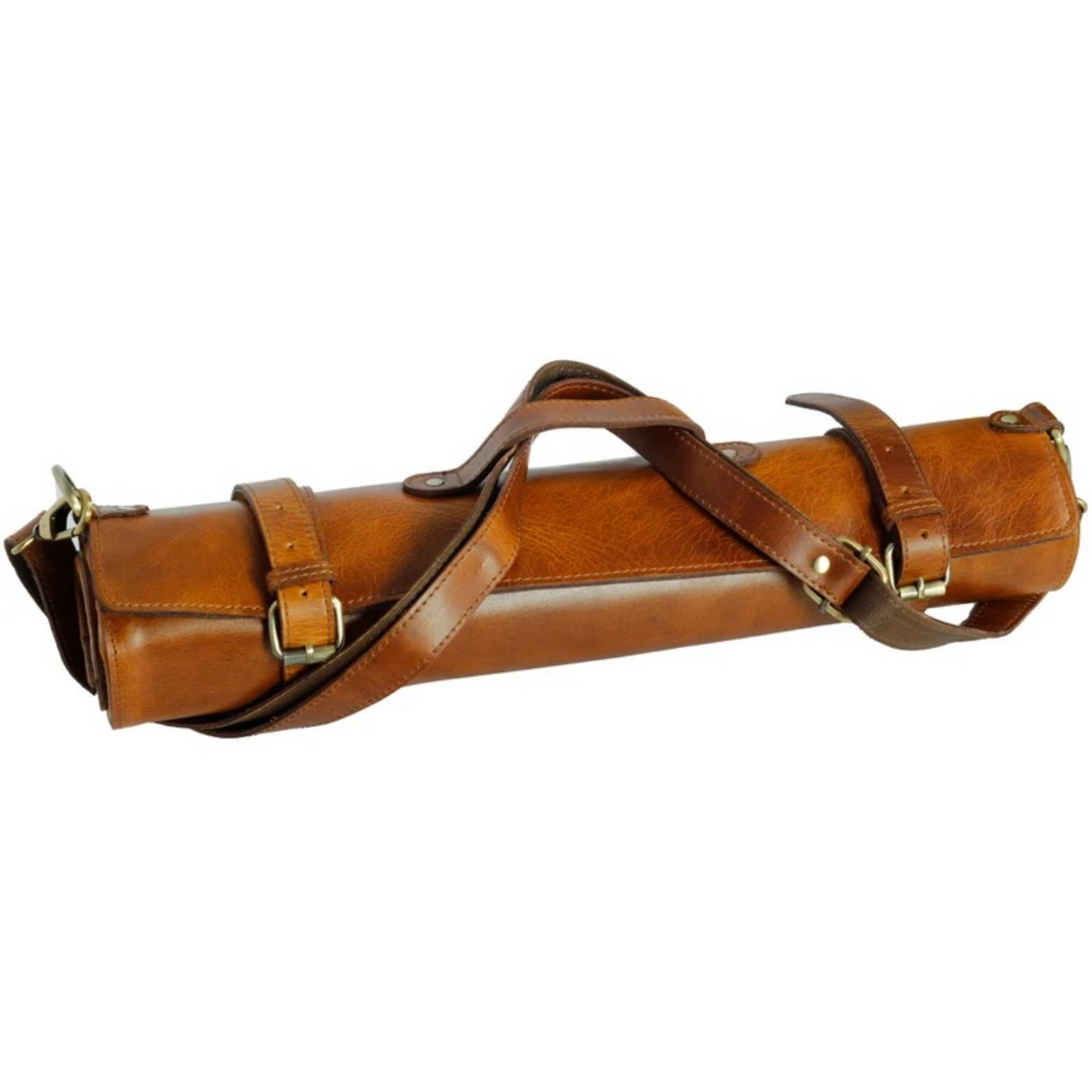 Premium Tan Leather Chef's Knife Roll Stylish Storage for Culinary Essentials