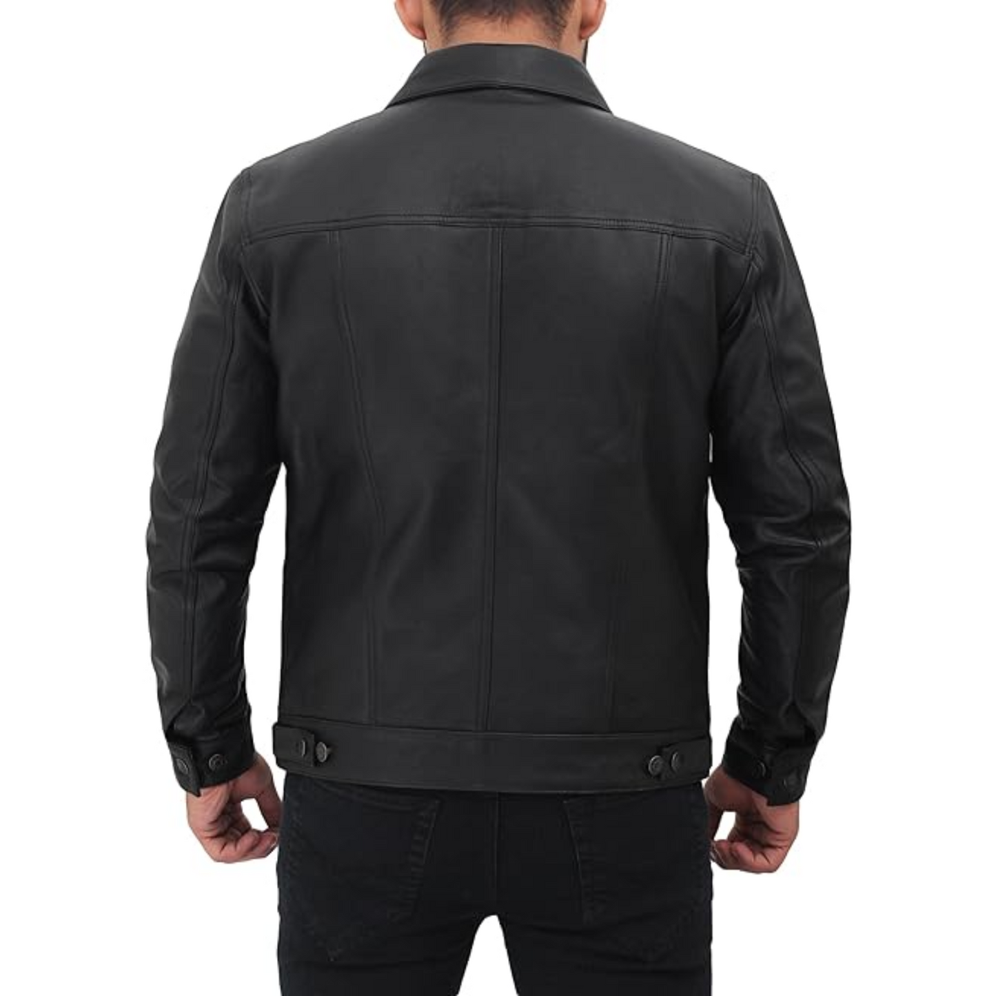 Blingsoul Mens Leather Jacket - Vintage Real Lambskin Trucker Jacket Men