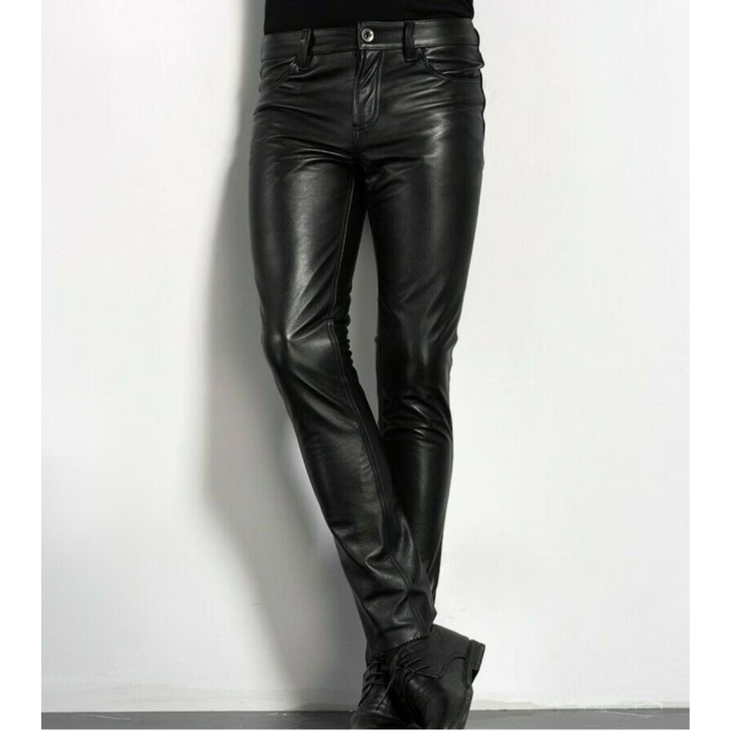 Men's Genuine Sheep Leather Party Pants Slim Fit Leather Pants Classic Plain Pants Bike Racing Pants Real Leather Bikers Pant Handmade Pant Classic Look Leather Pants Side Laces Pant Gift for Mens Gift for Him Black Leather Bikers Pant