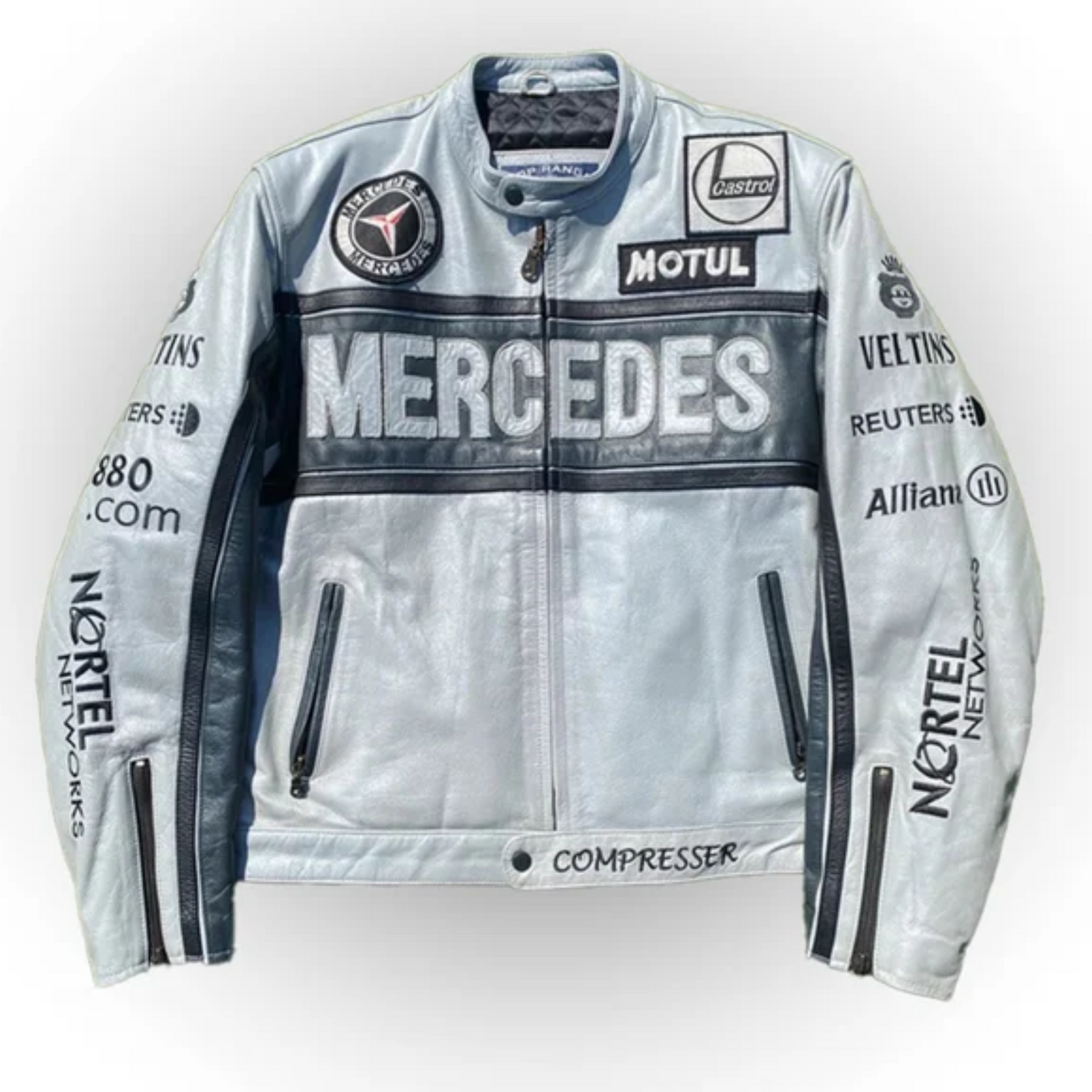 Men's Mercedes Grey Leather Jacket: Sleek Style for Sophisticated Gentlemen