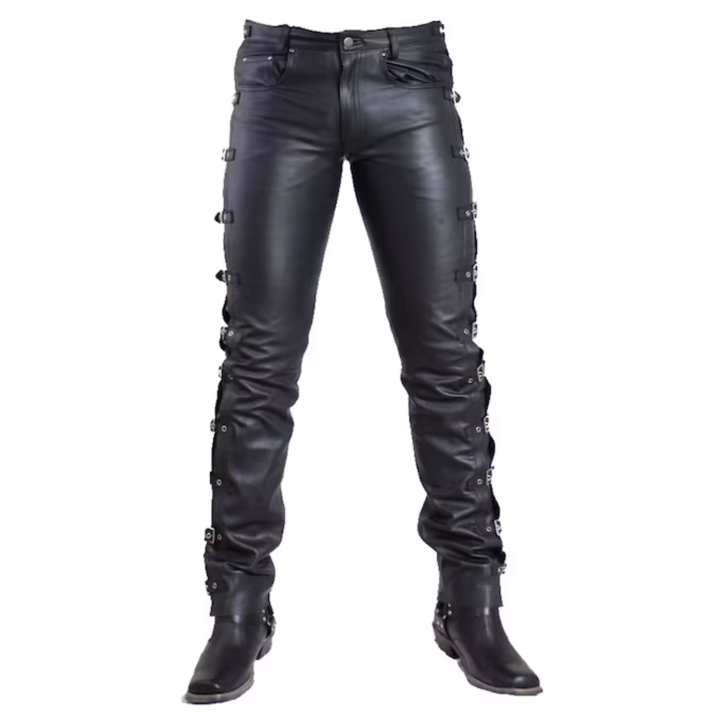 Buckle Mens Real Leather Pant Bikers Pant Bike Racing Leather Pant Handmade Pant Black Leather Pant Gift for Bikers Gift for Racers Men's Leather Pants, Buckle Pants for Men, Party Pants, Casual Wear Leather Pants. Leather trouser for boys.