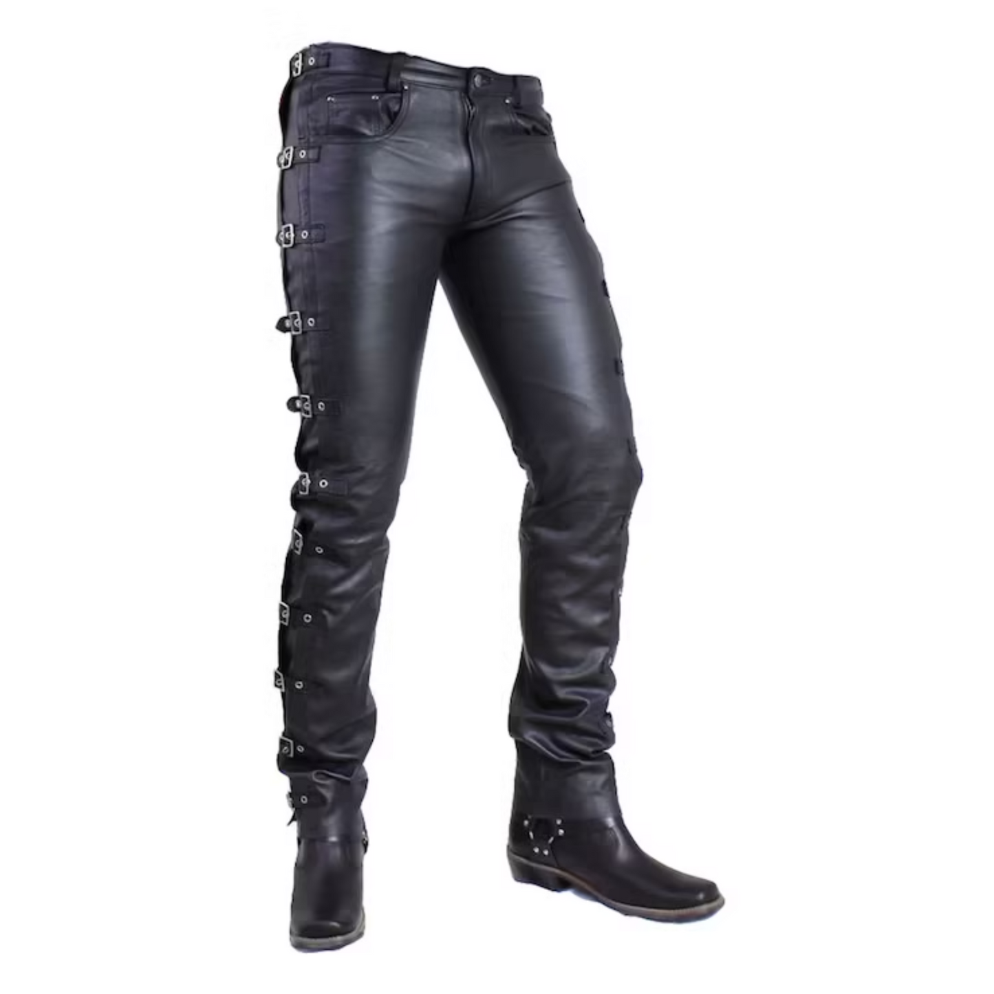 Buckle Mens Real Leather Pant Bikers Pant Bike Racing Leather Pant Handmade Pant Black Leather Pant Gift for Bikers Gift for Racers Men's Leather Pants, Buckle Pants for Men, Party Pants, Casual Wear Leather Pants. Leather trouser for boys.