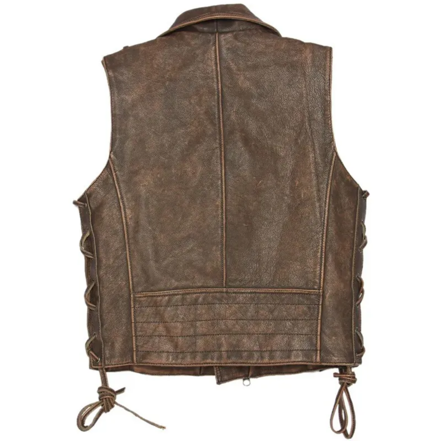Vintage Distressed Brown Motorcycle Leather Waistcoat Classic Biker Leather Vest for Men