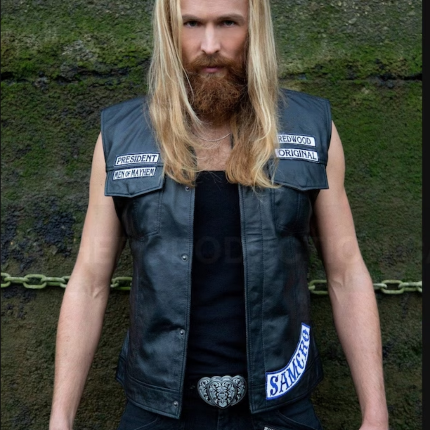 Sons of Anarchy Jax Teller Replica Vest: Black with Blue Patches - Personalized Gift for Men