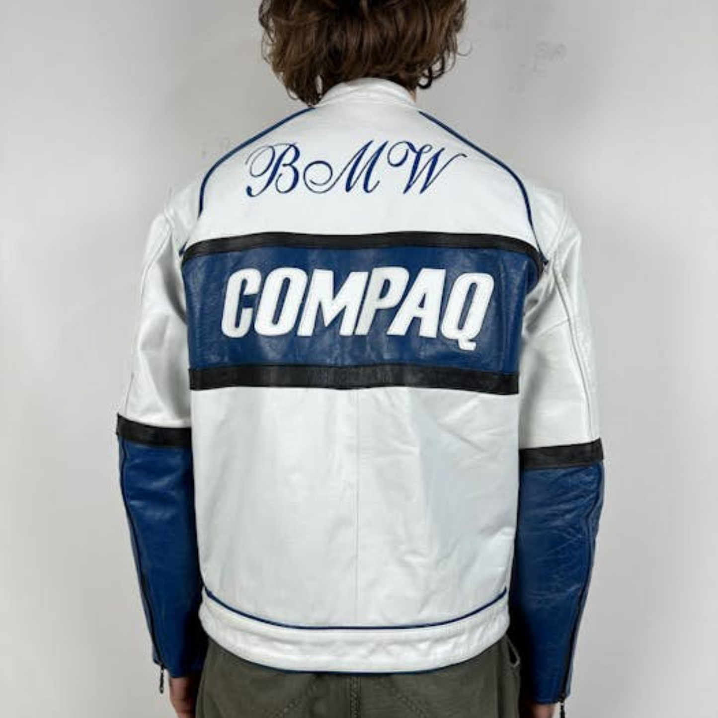 Vintage BMW Top Gear Compaq Racing Leather Jacket: Classic Bike Racing Style
