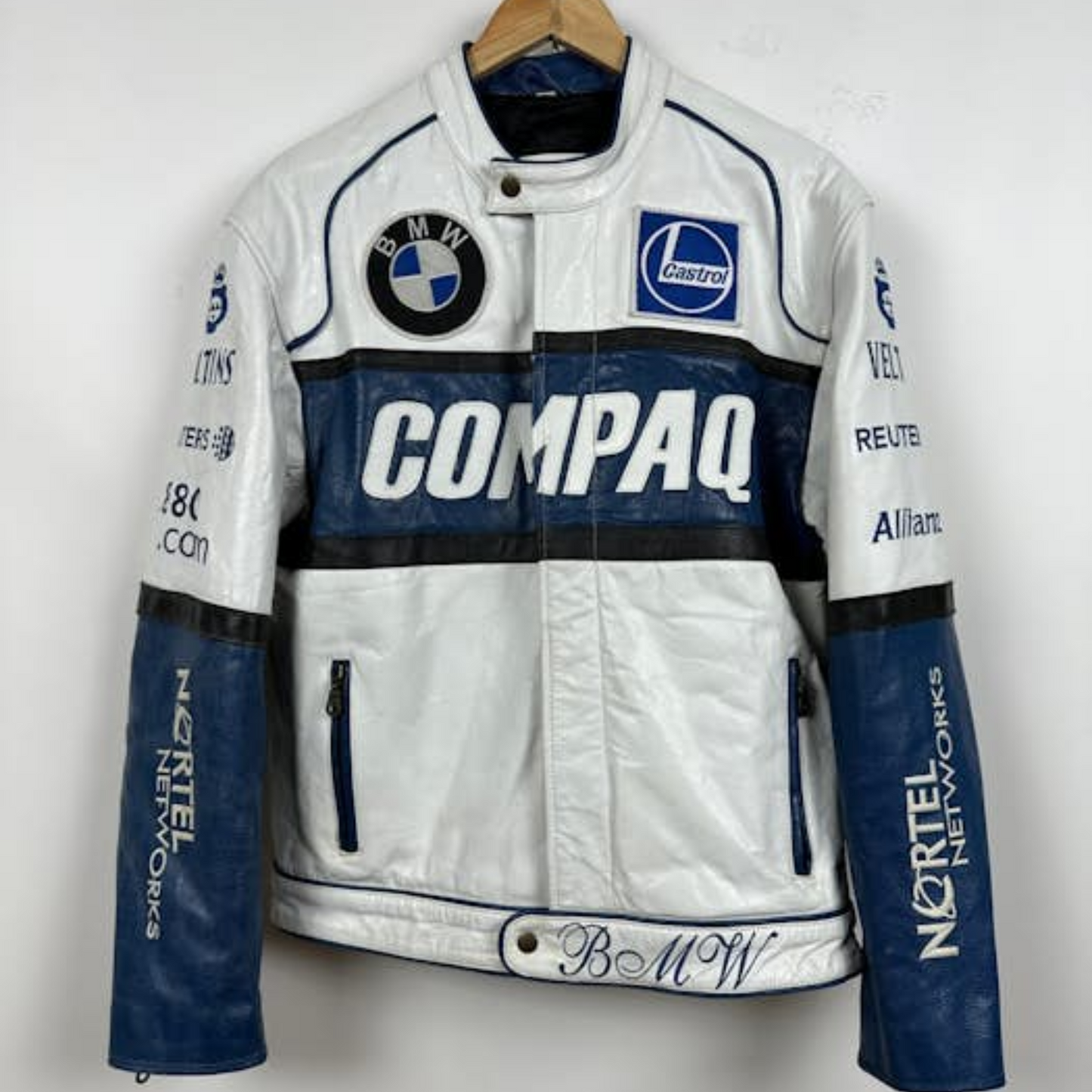Vintage BMW Top Gear Compaq Racing Leather Jacket: Classic Bike Racing Style