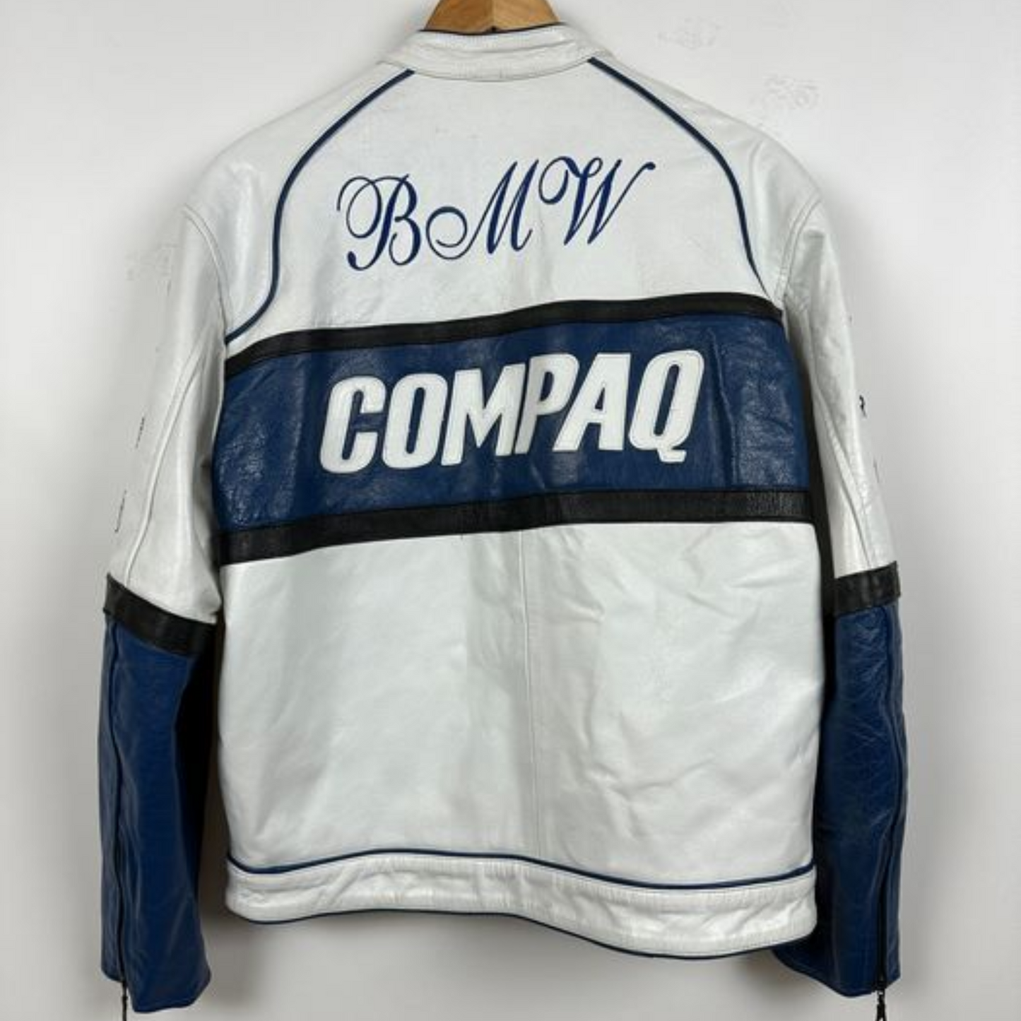 Vintage BMW Top Gear Compaq Racing Leather Jacket: Classic Bike Racing Style
