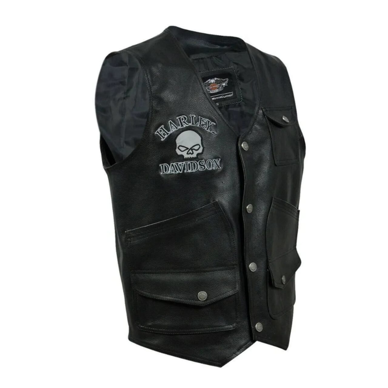 Chaleco de cuero harley davidson para hombre