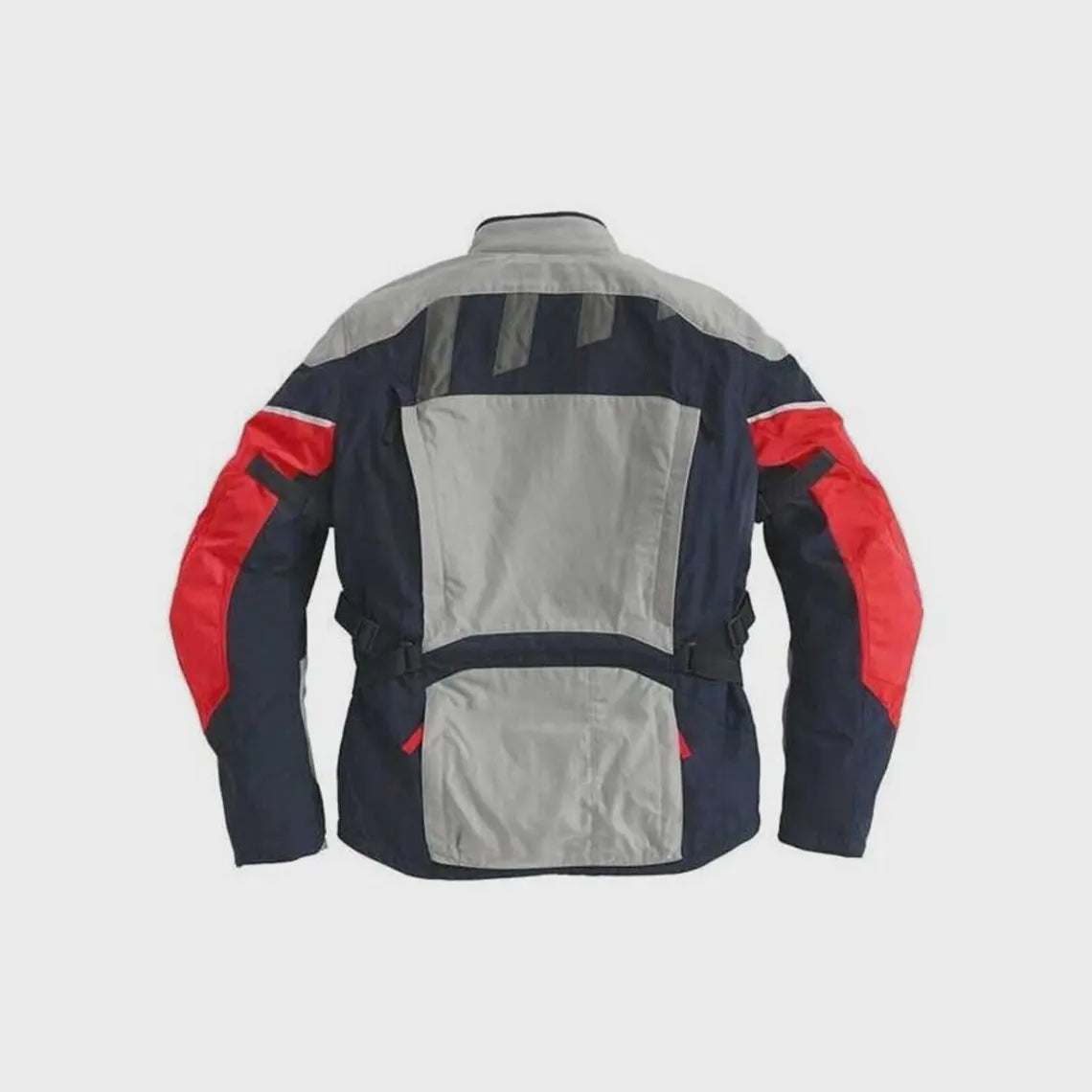 Men's All-Weather Adventure Motorcycle Touring Jacket and Pants Riding Suit (Navy/Grey/Red)
