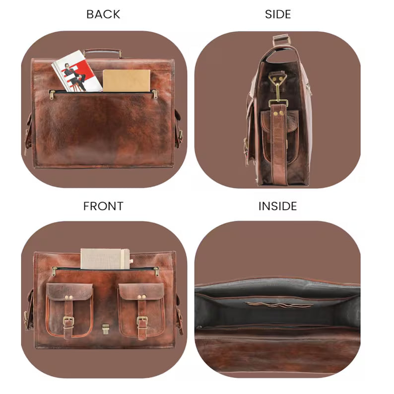 Personalized Leather Messenger Bag: Vintage Brown Crossbody Laptop Briefcase TajhandicraftGifts 5 out of 5 stars
