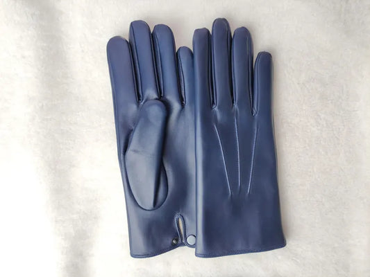 Classic Blue Genuine Leather Dress Gloves for Women
