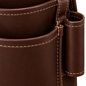 Heavy-Duty Genuine Dark Brown Leather Tool Belt Rig – Multi-Pocket Carpenter & Electrician Organizer