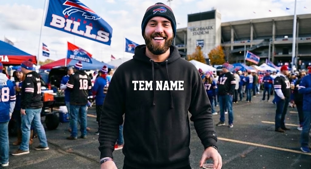 Tailgating Excitement Outside Highmark Stadium: Buffalo Bills Fan Gear Showcase