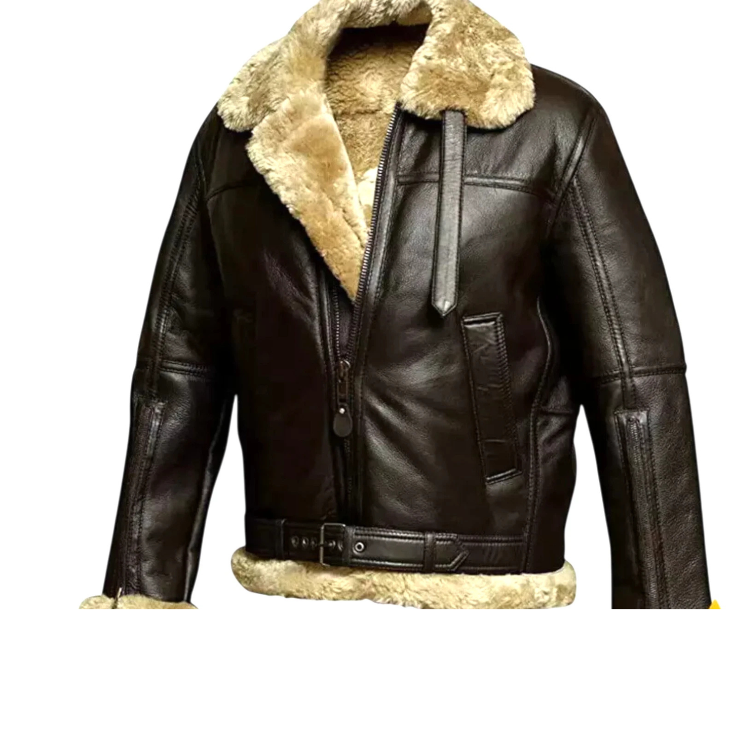 RAF Aviator B3 Bomber Jacket Men Real Sheepskin Leather Flying Pilot Jacket Coat