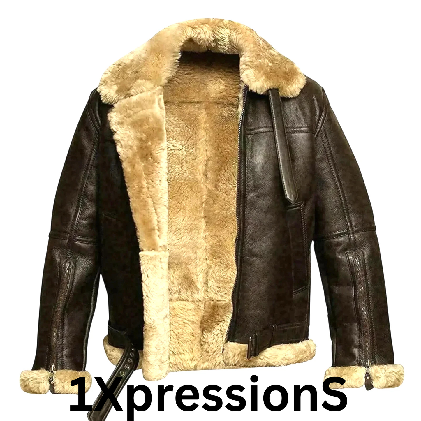 RAF Aviator B3 Bomber Jacket Men Real Sheepskin Leather Flying Pilot Jacket Coat