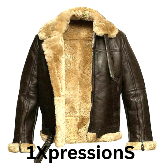 RAF Aviator B3 Bomber Jacket Men Real Sheepskin Leather Flying Pilot Jacket Coat