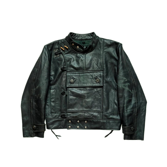 Rare Retro Vintage Handmade Swedish Dispatch Rider/Ordonansjacka Type Motorcycle Leather Jacket