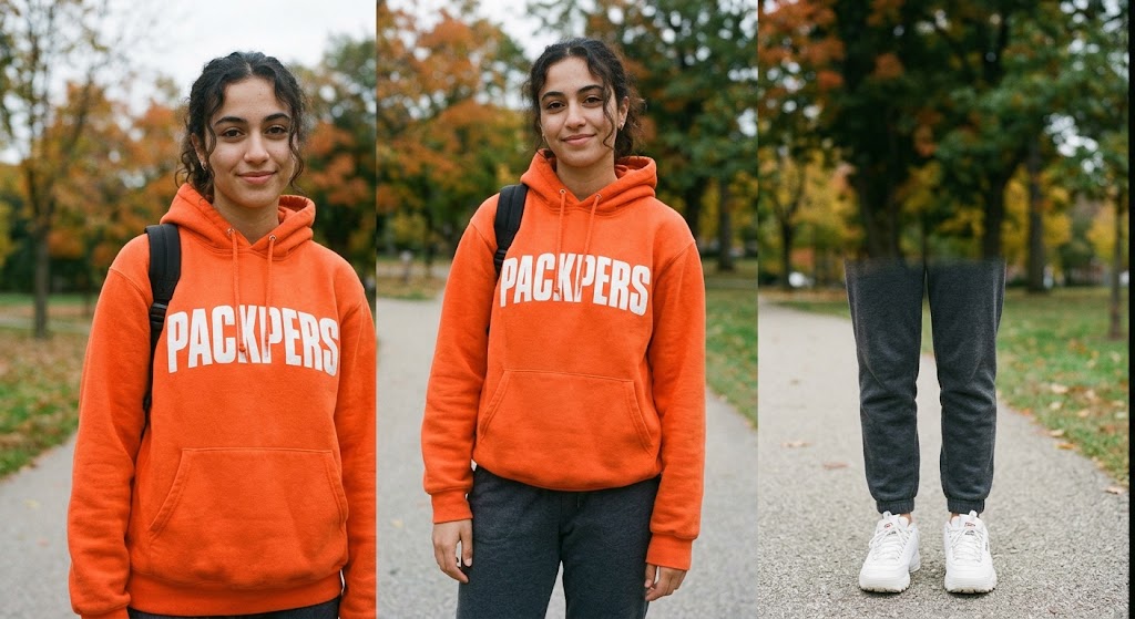 PACKPERS Orange Pullover Hoodie with Back Mountain Label