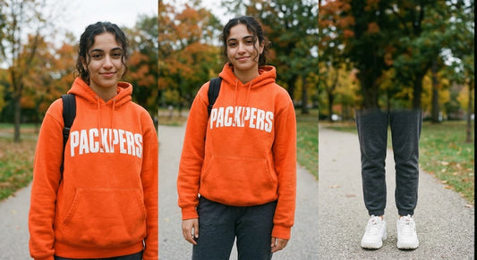 PACKPERS Orange Pullover Hoodie with Back Mountain Label