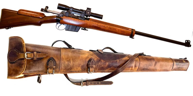 Vintage Full Grain Leather Rifle Gun Slip Case / Bag with Scope Fit (52 Inches, Tan)