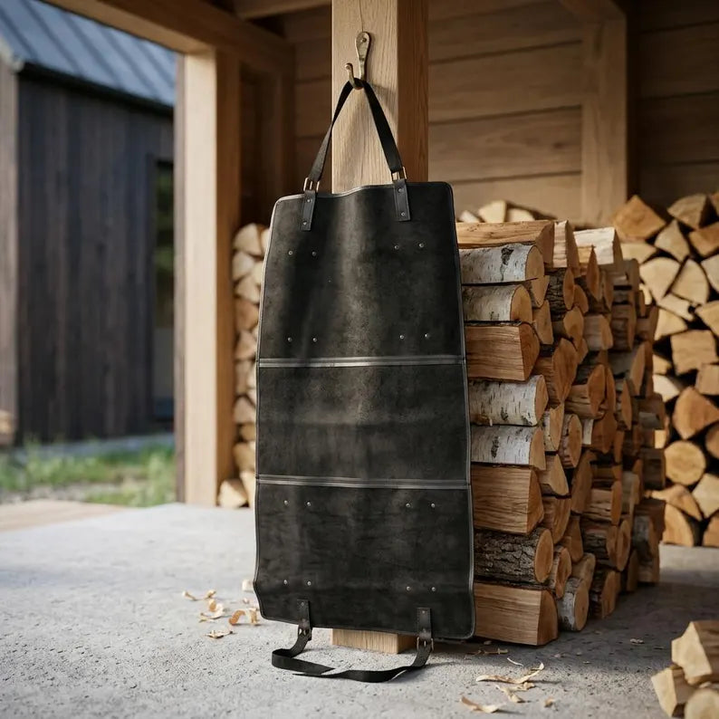 Premium Genuine Leather Firewood Carrier & Log Tote Bag