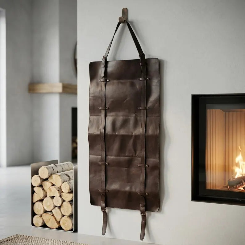 Premium Genuine Leather Firewood Carrier & Log Tote Bag