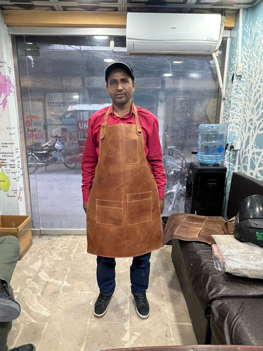 Handcrafted Genuine Leather Utility Apron for Chefs, Baristas, and Artisans