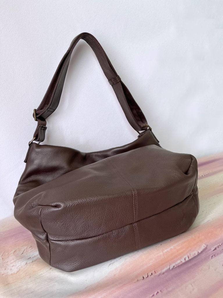 Soft Genuine Leather Hobo Bag | Slouchy Everyday Crossbody Shoulder Bag, Large Capacity Minimalist Purse