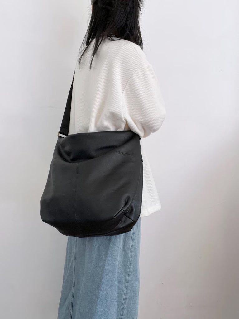 Soft Genuine Leather Hobo Bag | Slouchy Everyday Crossbody Shoulder Bag, Large Capacity Minimalist Purse