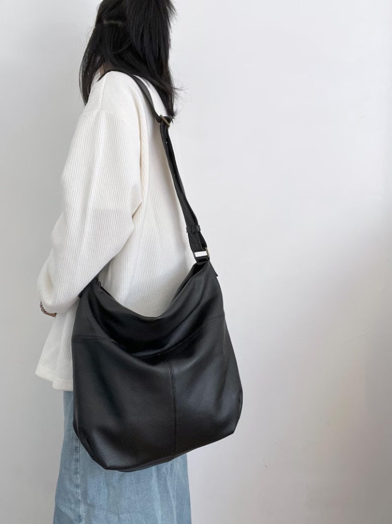 Soft Genuine Leather Hobo Bag | Slouchy Everyday Crossbody Shoulder Bag, Large Capacity Minimalist Purse