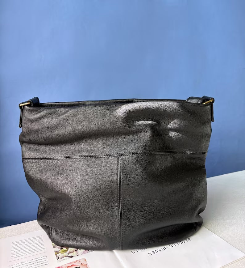 Soft Genuine Leather Hobo Bag | Slouchy Everyday Crossbody Shoulder Bag, Large Capacity Minimalist Purse