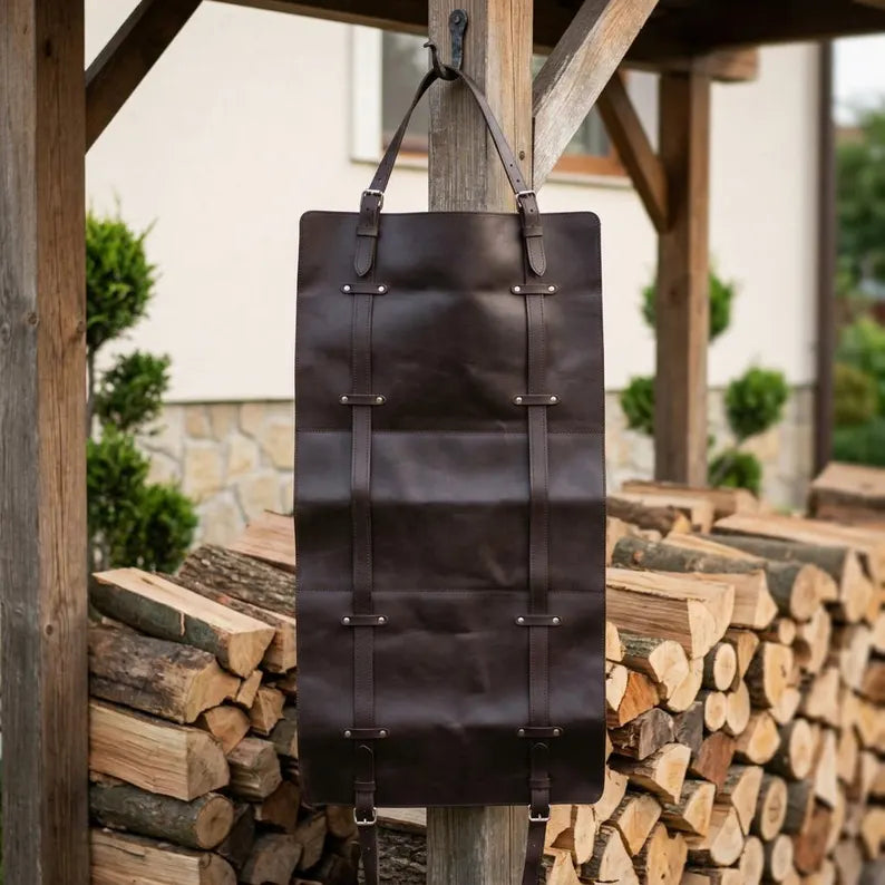 Premium Genuine Leather Firewood Carrier & Log Tote Bag