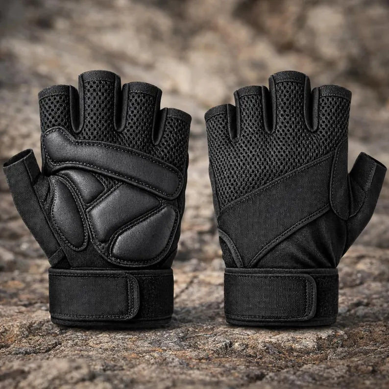 Men's & Women's Workout Gym Gloves with Built-In Wrist Wraps and Padded Palm