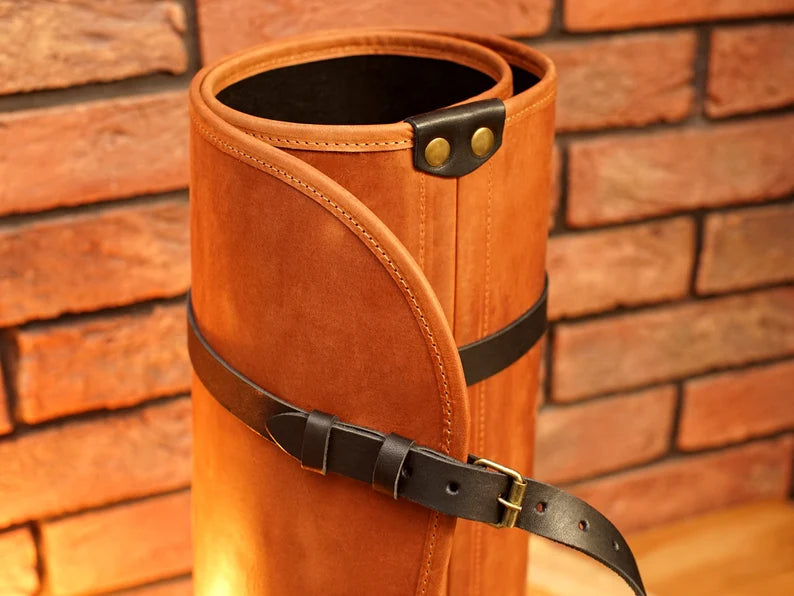 Handcrafted Genuine Leather Firewood Carrier & Log Tote Bag