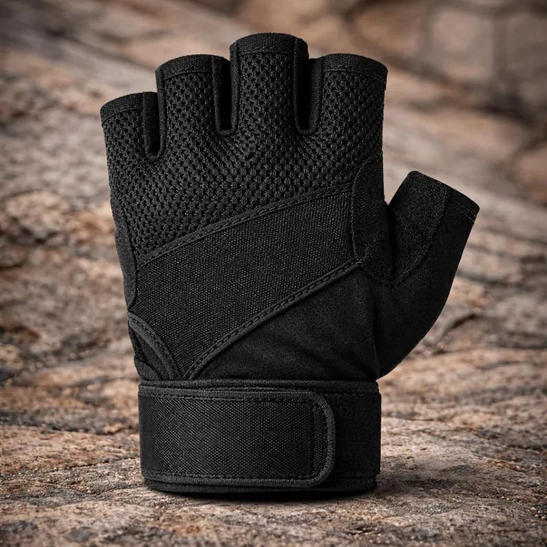Men's & Women's Workout Gym Gloves with Built-In Wrist Wraps and Padded Palm