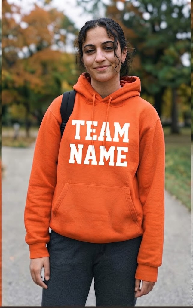 PACKPERS Orange Pullover Hoodie with Back Mountain Label