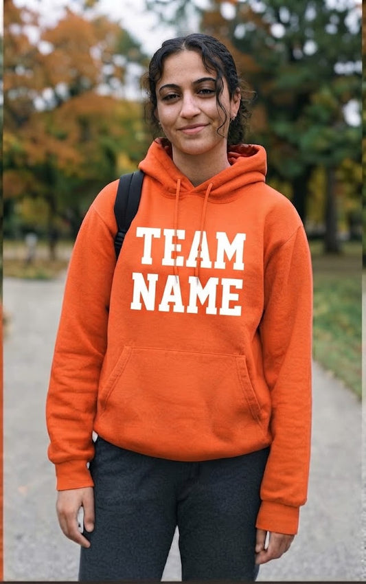 PACKPERS Orange Pullover Hoodie with Back Mountain Label