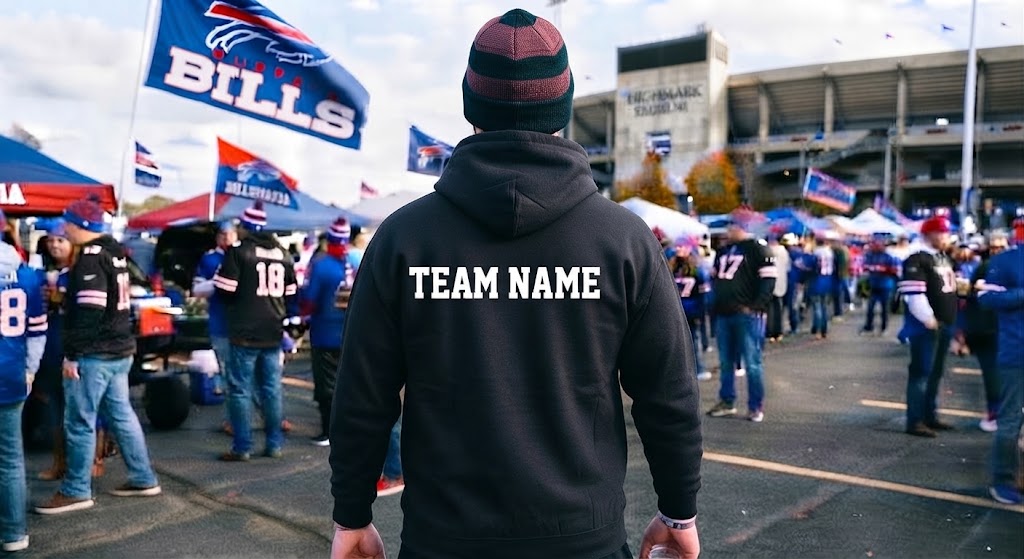 Tailgating Excitement Outside Highmark Stadium: Buffalo Bills Fan Gear Showcase
