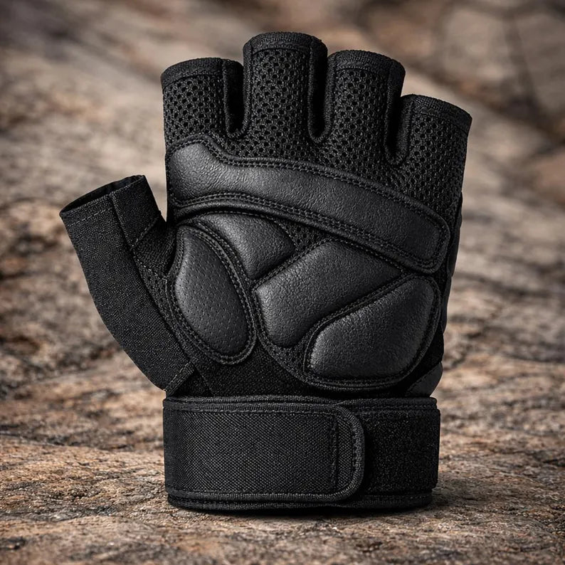 Men's & Women's Workout Gym Gloves with Built-In Wrist Wraps and Padded Palm