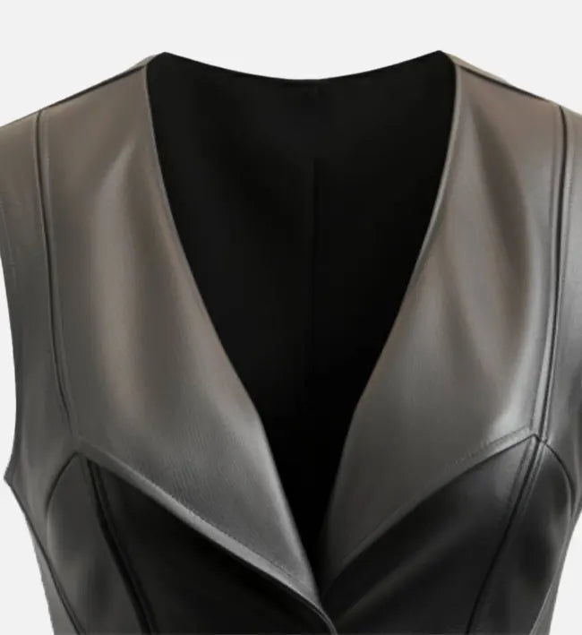 Women's Faux Leather V-Neck Peplum Vest