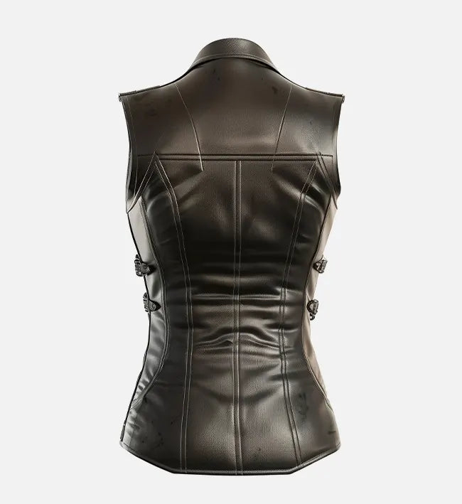 Women's Edgy Faux Leather Biker Vest