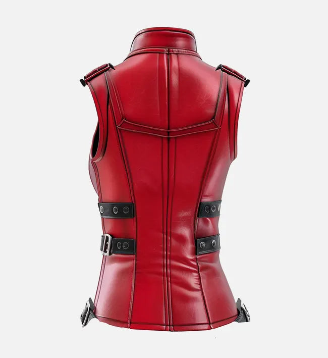 Crimson Vanguard Faux Leather Biker Vest