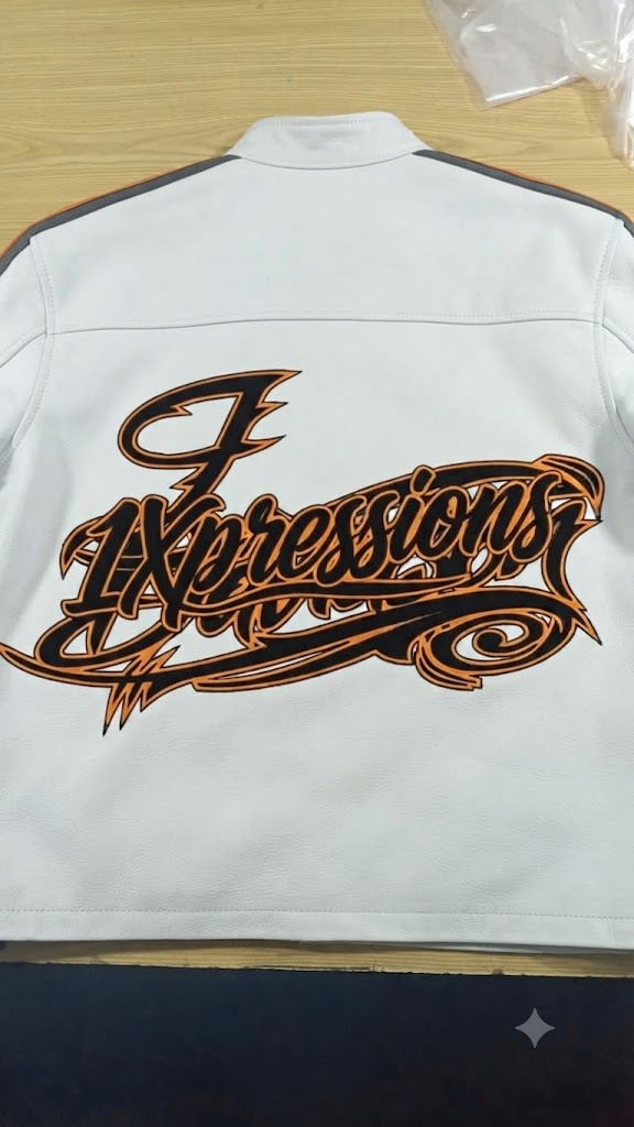 Custom White Leather "1XPRESSIONS" Biker Jacket