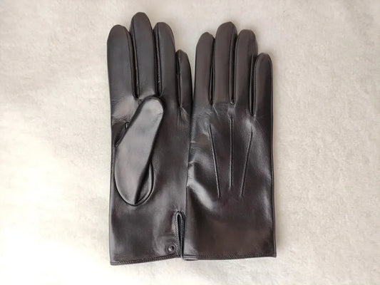 Classic Dark Brown Genuine Leather Dress Gloves for Men